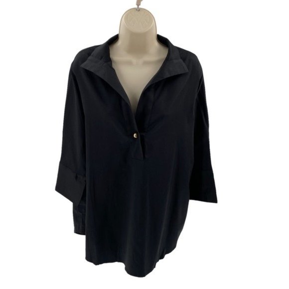 Tuckernuck | NEW Black Willow Three-quarter Sleeve High-low Hem Blouse Size XS - Picture 3 of 11